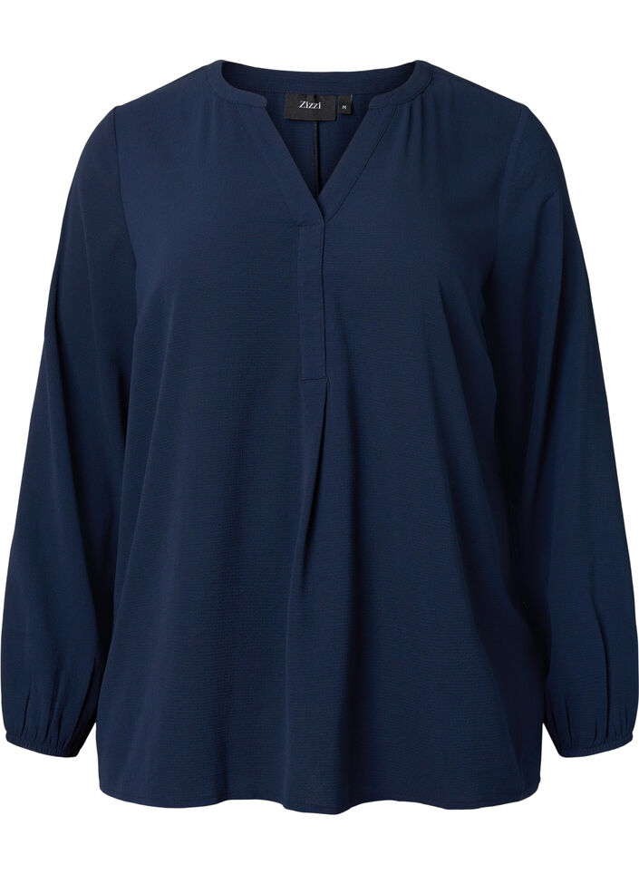 Plain colour top with v-neck, Navy Blazer, Packshot image number 0