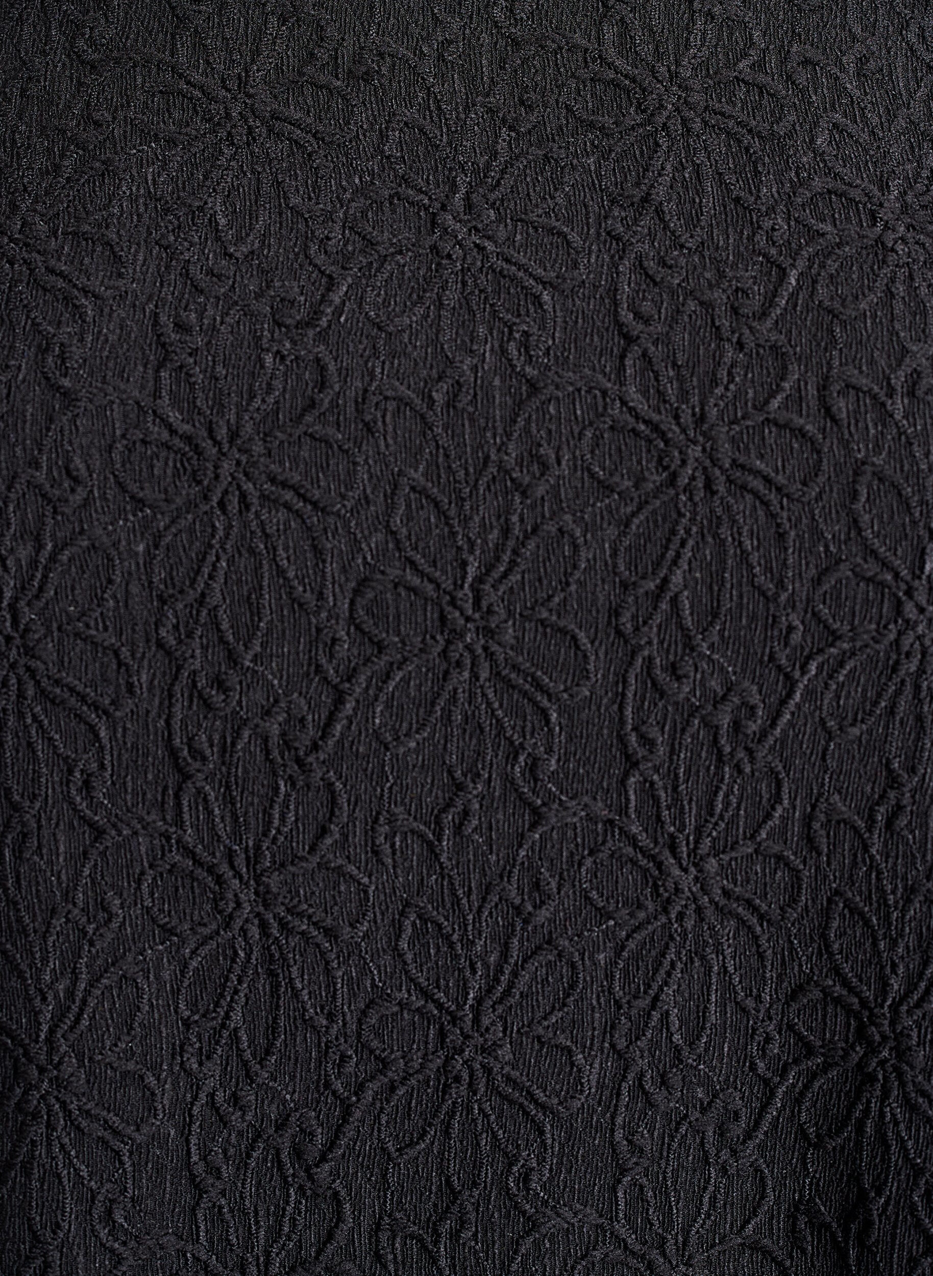 Zizzifashion Long-sleeved blouse with floral texture, Black, Packshot image number 2