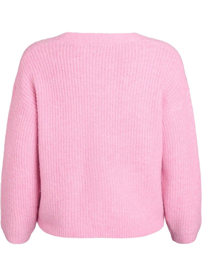 Knit cardigan with v-neck, Pink, Packshot image number 1