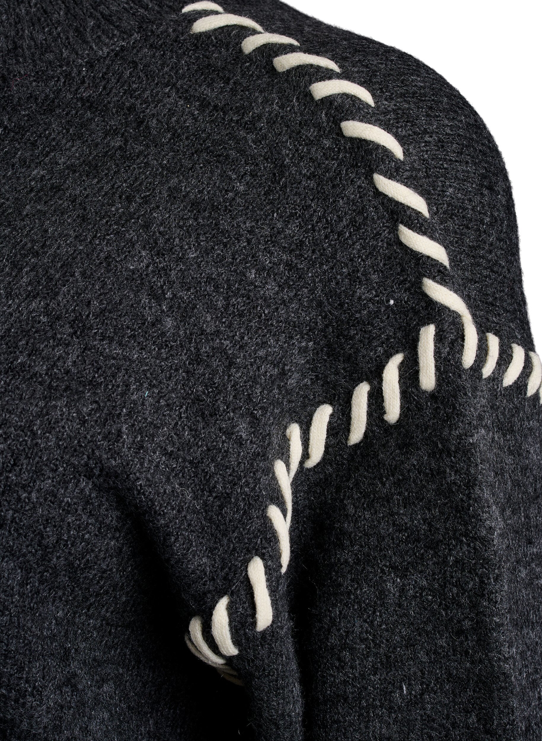 Zizzifashion Jumper with decorative stitching, Dark Grey, Packshot image number 3