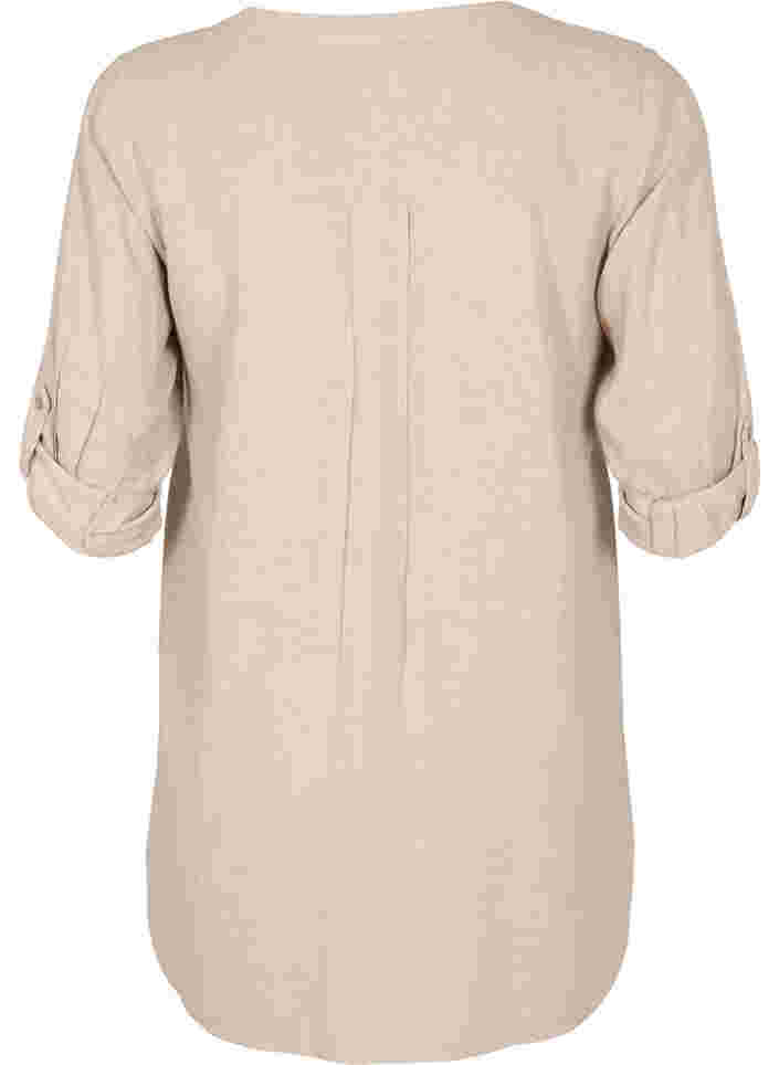 Long shirt with 3/4 sleeves and v-neckline, Simply Taupe, Packshot image number 1