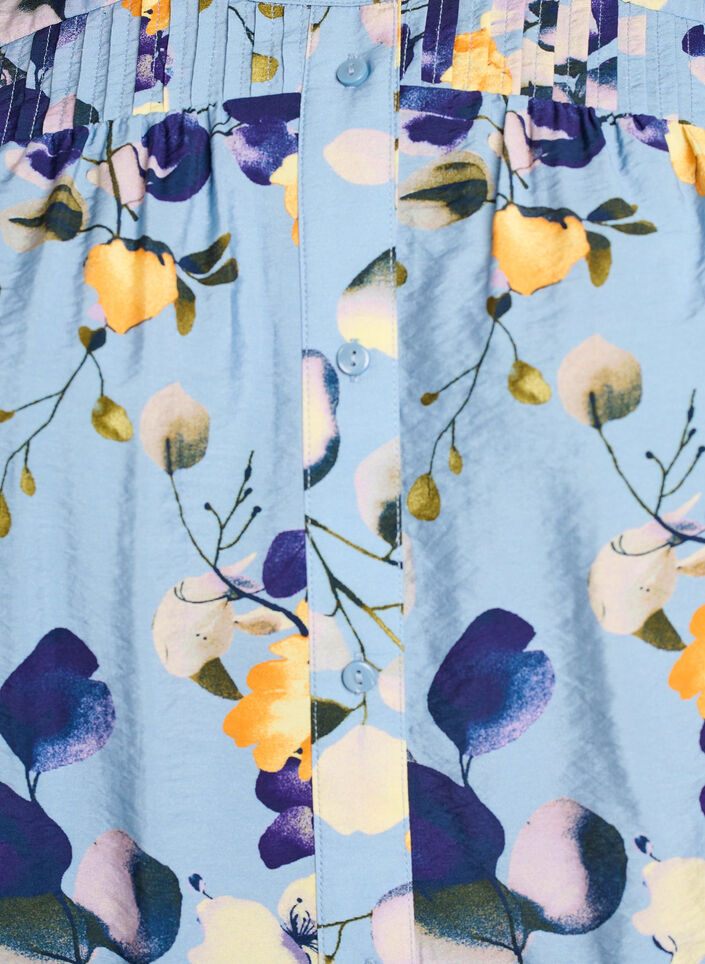 Shirt blouse with pattern and half sleeves, Light Blue, Packshot image number 2