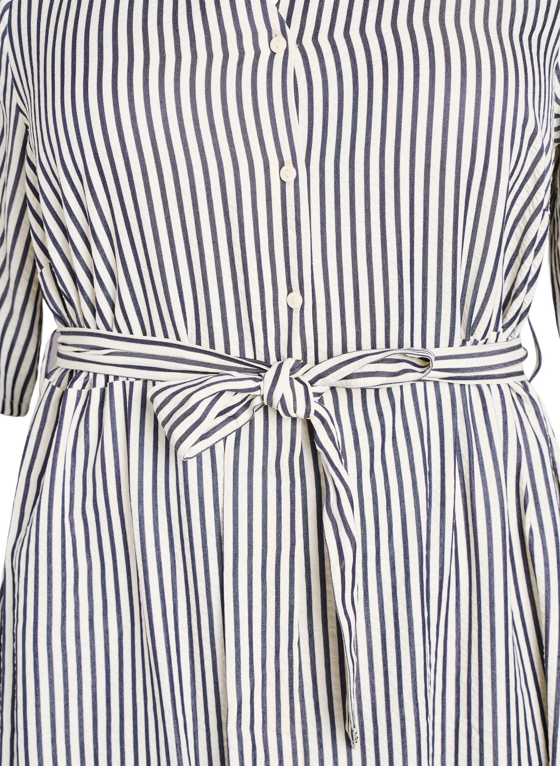 ZizzifashionAnkle-length shirt dress with tie belt and stripes, Black, Packshot image number 2