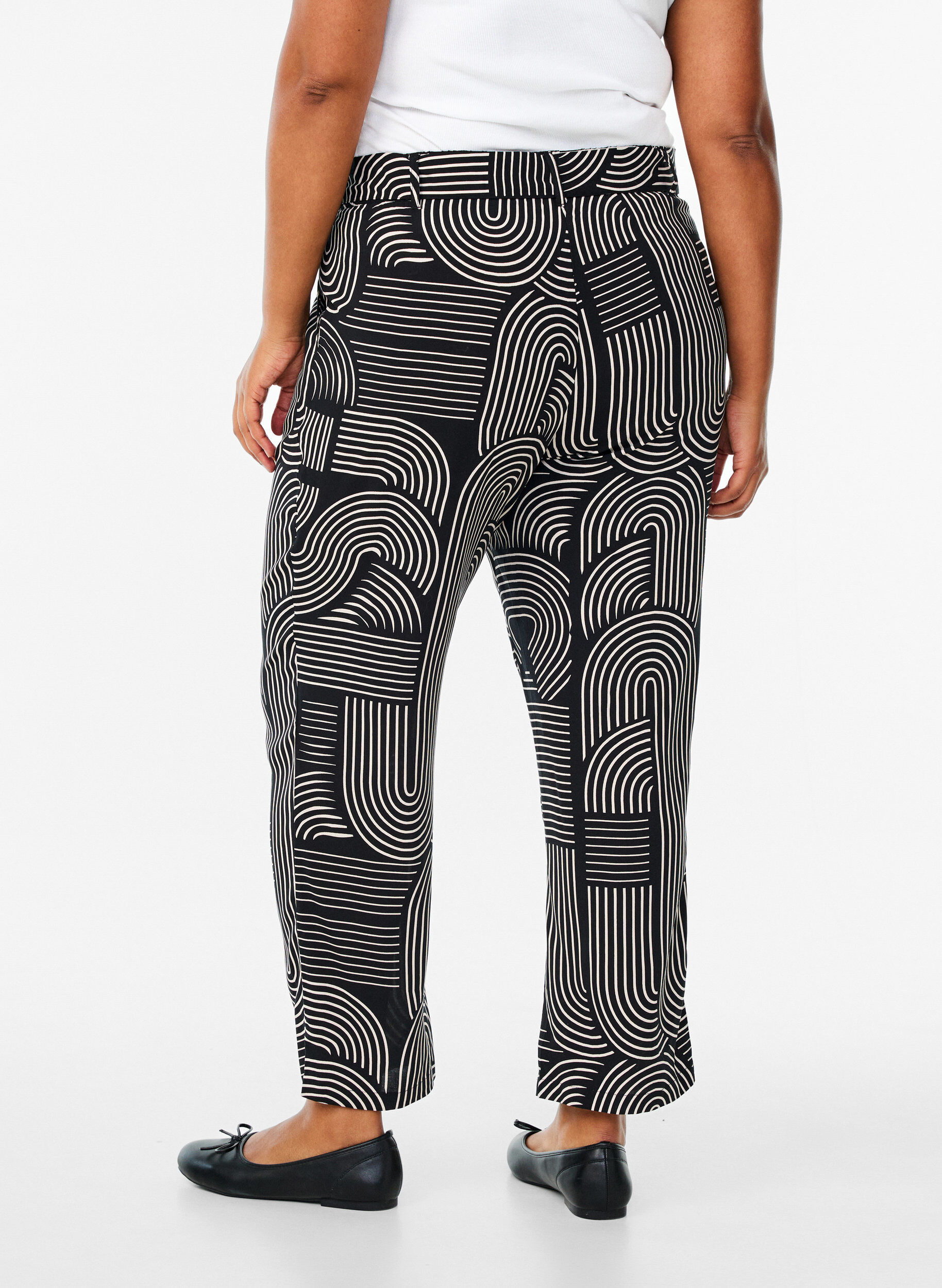 ZizzifashionHigh-waisted viscose trousers, Black, Model image number 1