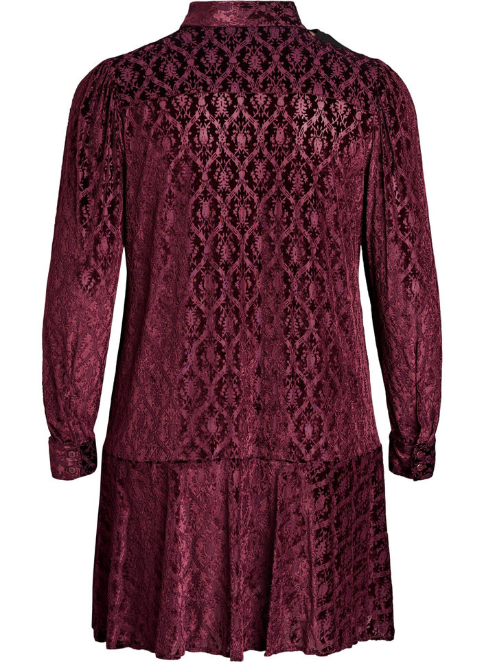 Short dress with a velour pattern, Red, Packshot image number 1