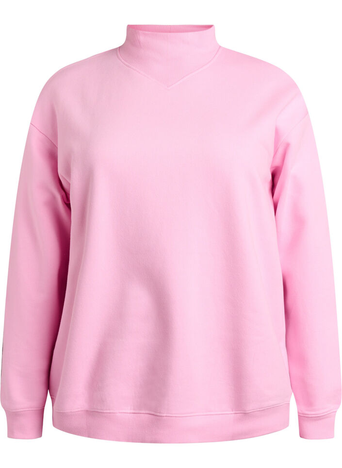 Sweatshirt with high neck and long sleeves, Pink, Packshot image number 0