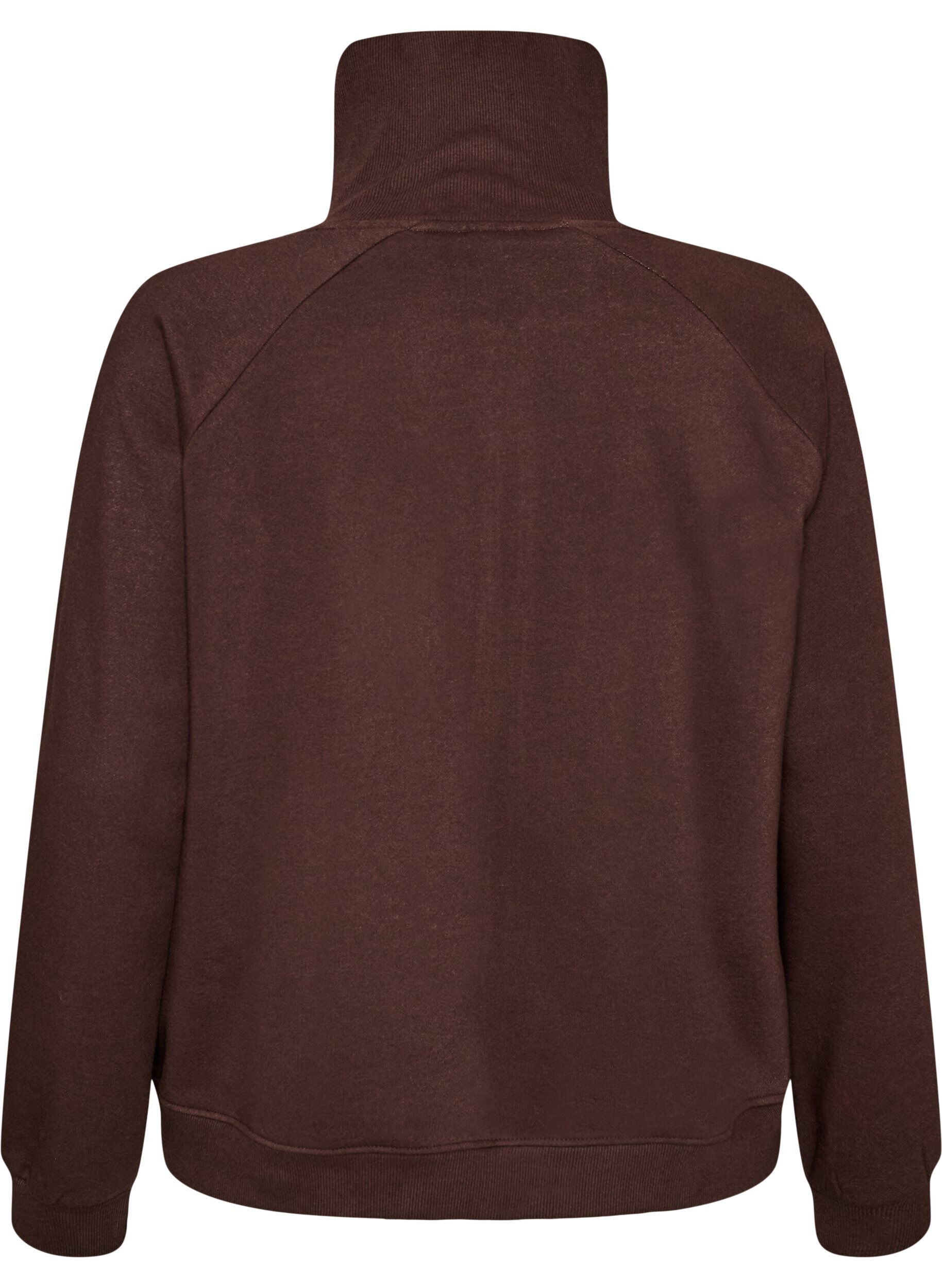 ZizzifashionSweat cardigan with high collar and zip, Brown, Packshot image number 1