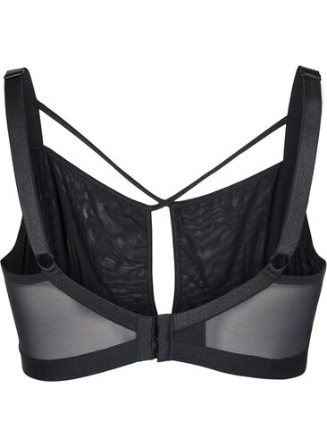 Mesh bra with string details, Black, Packshot image number 1