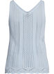 Knitted top with eyelet embroidery and V-neck, Light Blue, Packshot image number 1