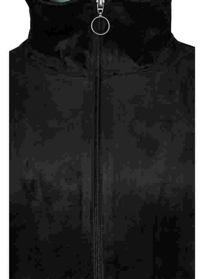 Velour robe with zip and pockets, Black, Packshot image number 2