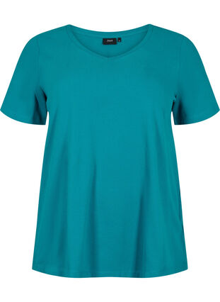Basic plain cotton t-shirt, Deep Lake, Packshot image number 0