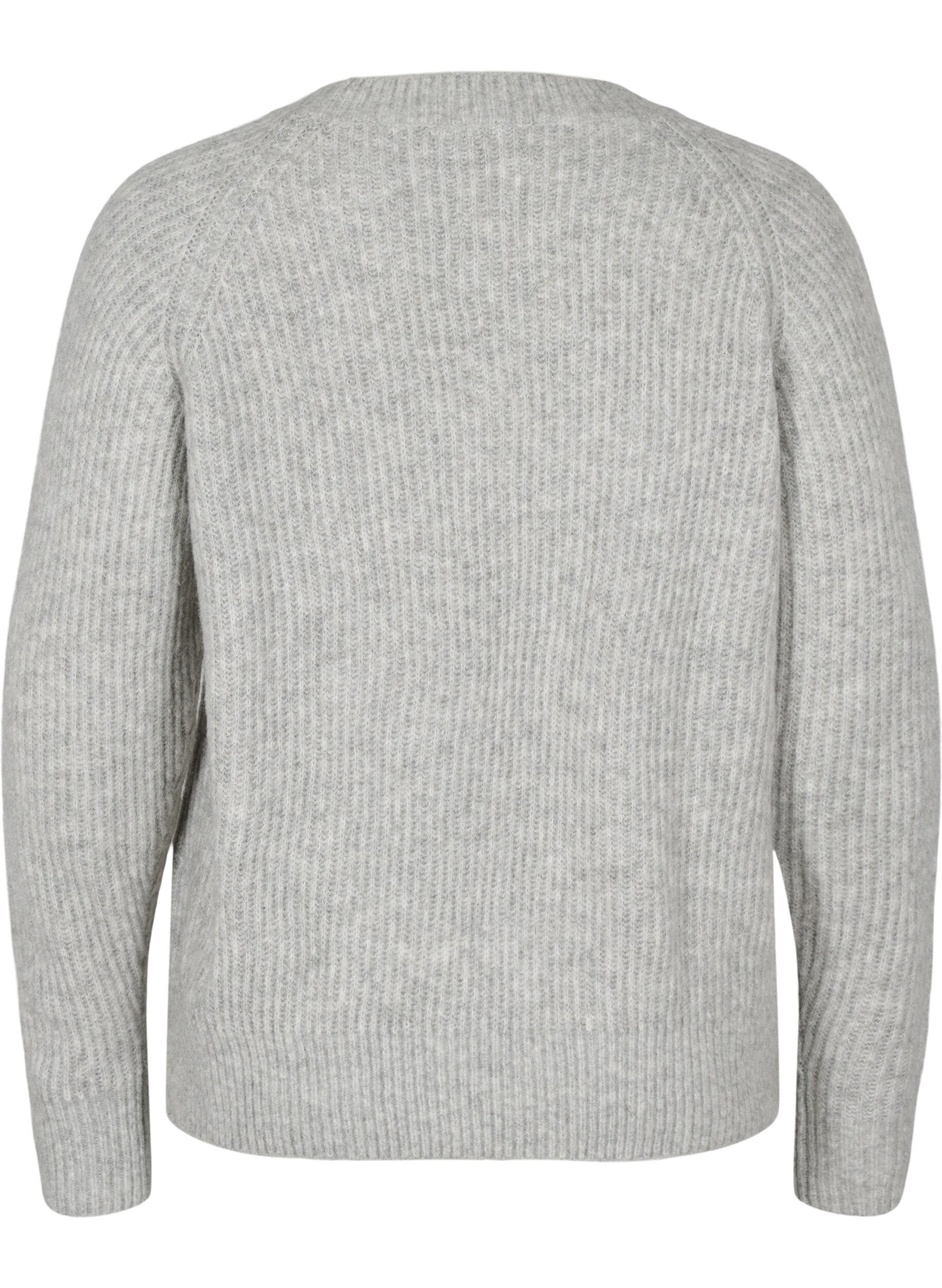 Zizzifashion Melange pullover with pearl buttons, Light Grey Melange, Packshot image number 1