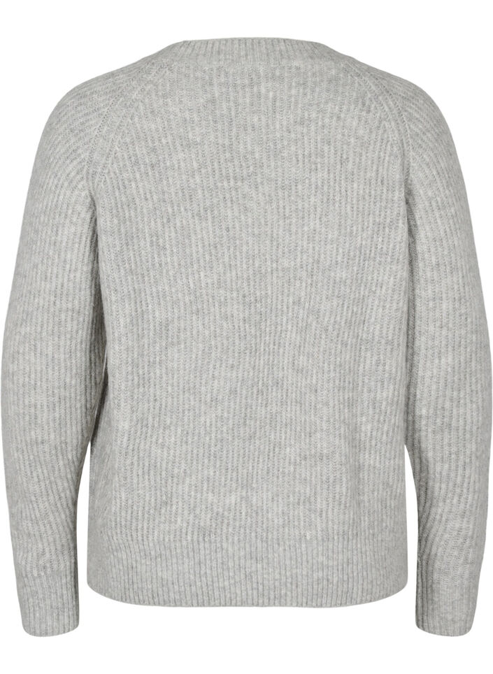 Melange pullover with pearl buttons, Light Grey Melange, Packshot image number 1