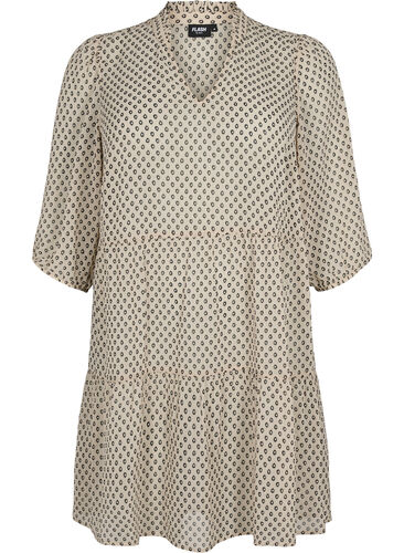 FLASH - Printed tunic with 3/4 sleeves, Off White Dot , Packshot image number 0