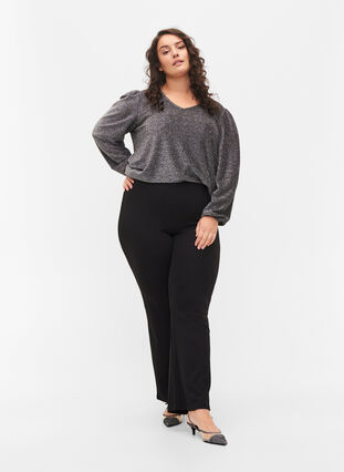 Top with glitter and long sleeves, Black Silver, Model image number 2