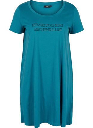 Short-sleeved nightdress in cotton, Dragonfly TEXT, Packshot image number 0