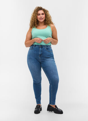 Extra high-waisted Bea jeans, Blue denim, Model image number 0