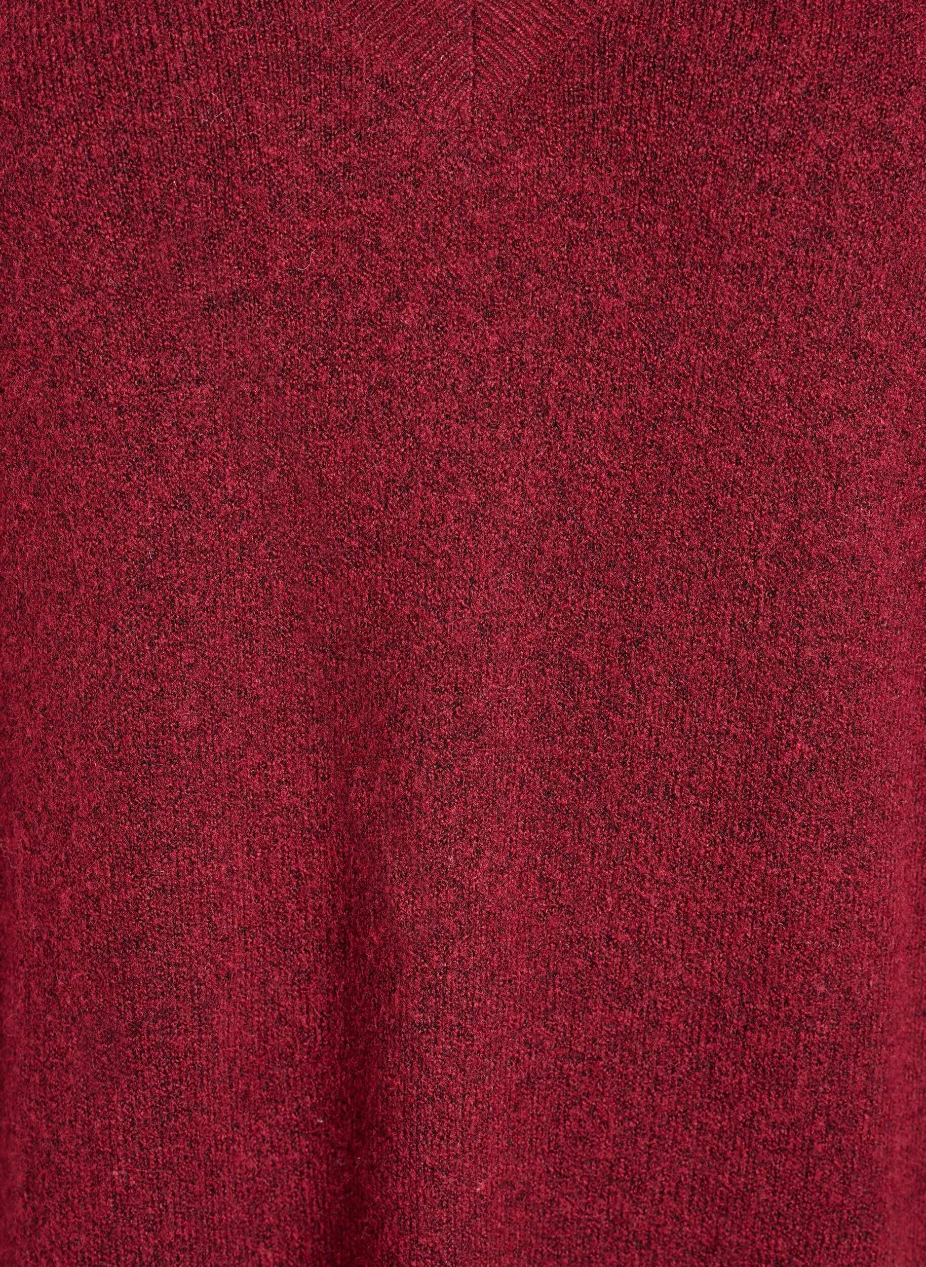 ZizzifashionLong-sleeved knit dress with V-neck, Red, Packshot image number 2