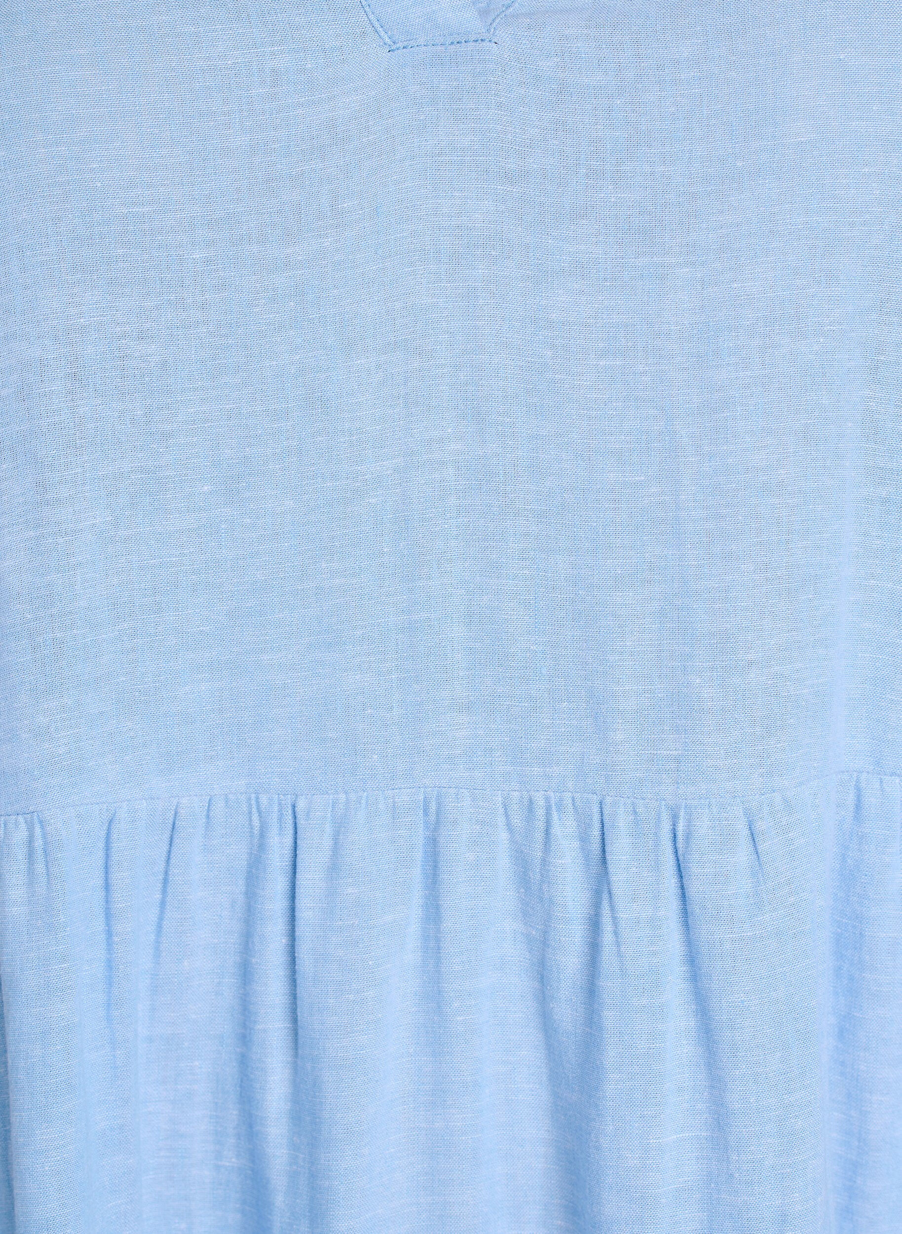 Zizzifashion Knee-length A-line dress in linen and viscose, Light Blue, Packshot image number 2