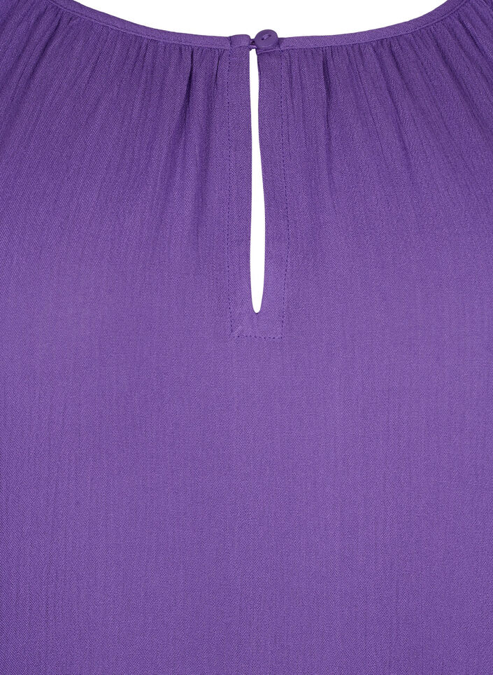 Viscose tunic with 3/4 sleeves, Purple, Packshot image number 2