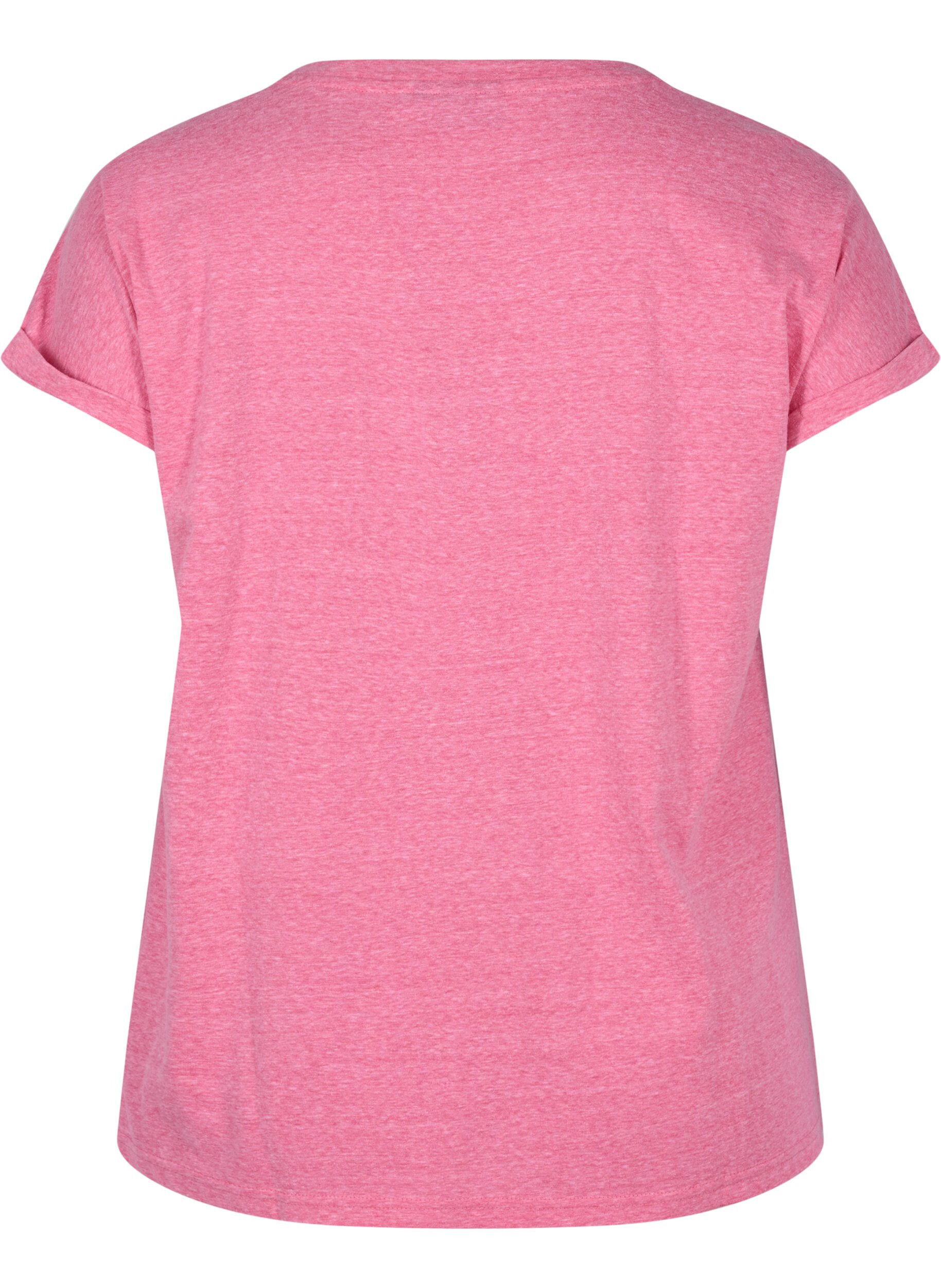 Zizzifashion Marled cotton t-shirt, Fandango Pink M&eacute;l, Packshot image number 1