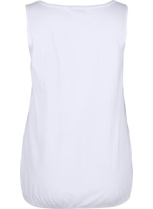 Cotton top with rounded neckline and lace trim, Bright White, Packshot image number 1