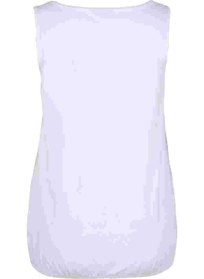 Cotton top with rounded neckline and lace trim, Bright White, Packshot image number 1