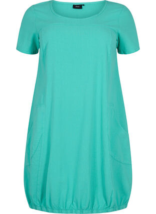 Short-sleeved cotton dress, Aqua Green, Packshot image number 0