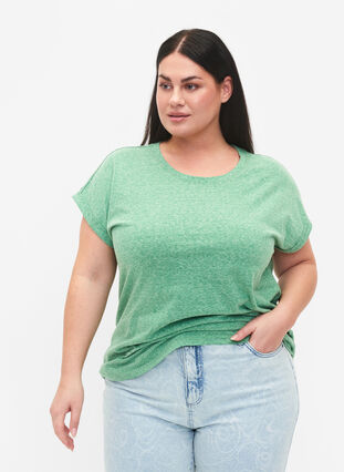 Melange t-shirt with short sleeves, Jolly Green Mél, Model image number 0