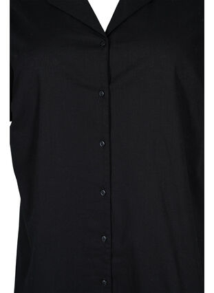 Long cotton shirt with short sleeves, Black, Packshot image number 2