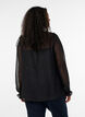 Shirt blouse with lace insert and dot pattern, Black, Model image number 2