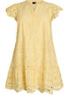 Broderie anglaise dress with ruffle sleeves, Yellow, Packshot image number 0