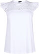 Organic cotton T-shirt with broderie anglaise, Bright White, Packshot image number 0