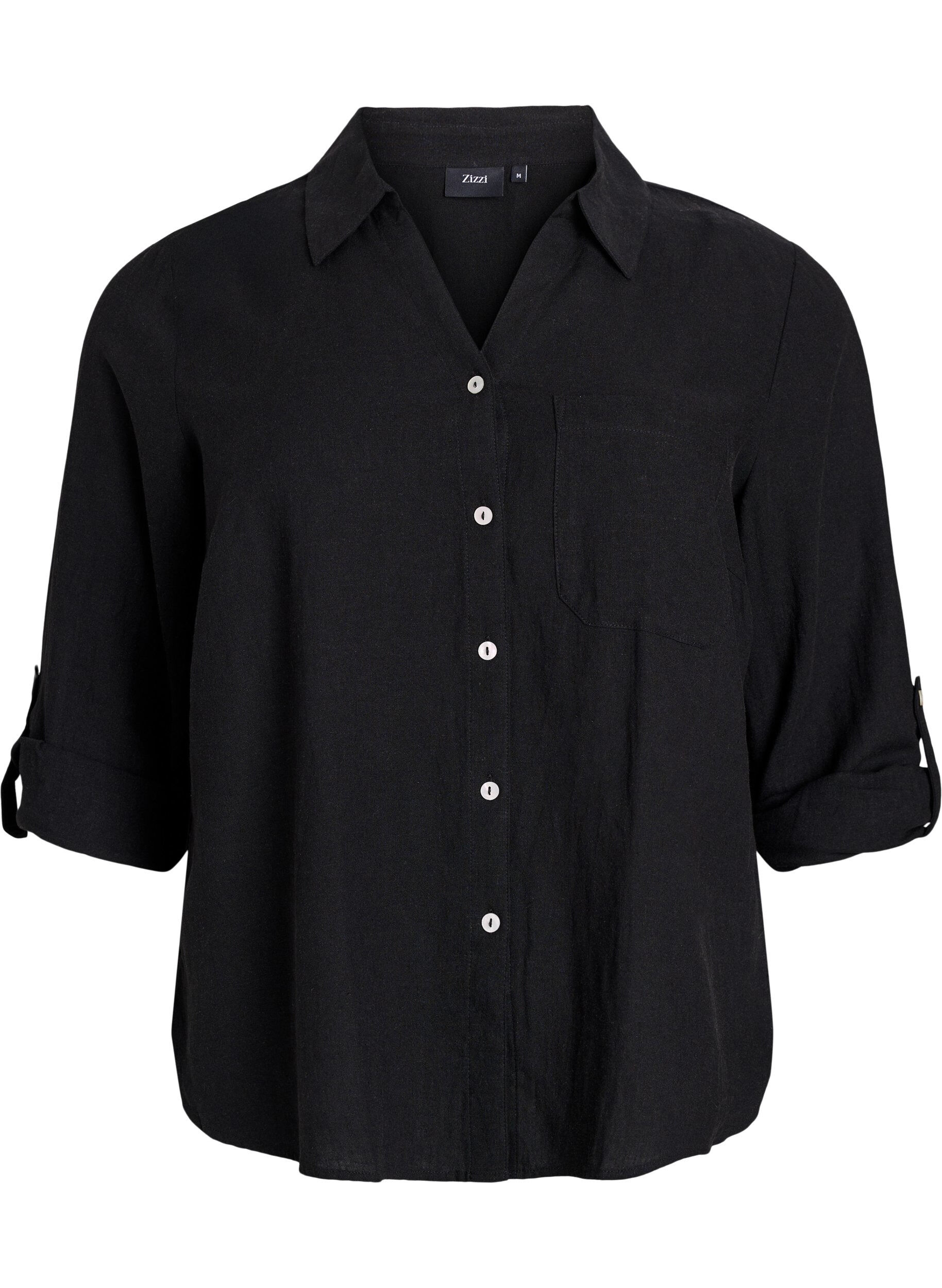 Shirt in linen and viscose with 3/4 sleeves