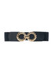 Stretchable waist belt with gold-coloured buckle, Black, Packshot image number 0