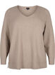 Knitted blouse with V-neck, Desert Taupe Melange, Packshot image number 0