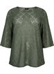 Crochet blouse with 3/4 sleeves, Thyme, Packshot image number 0