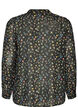 Blouse with all-over print and short button placket, Black, Packshot image number 1