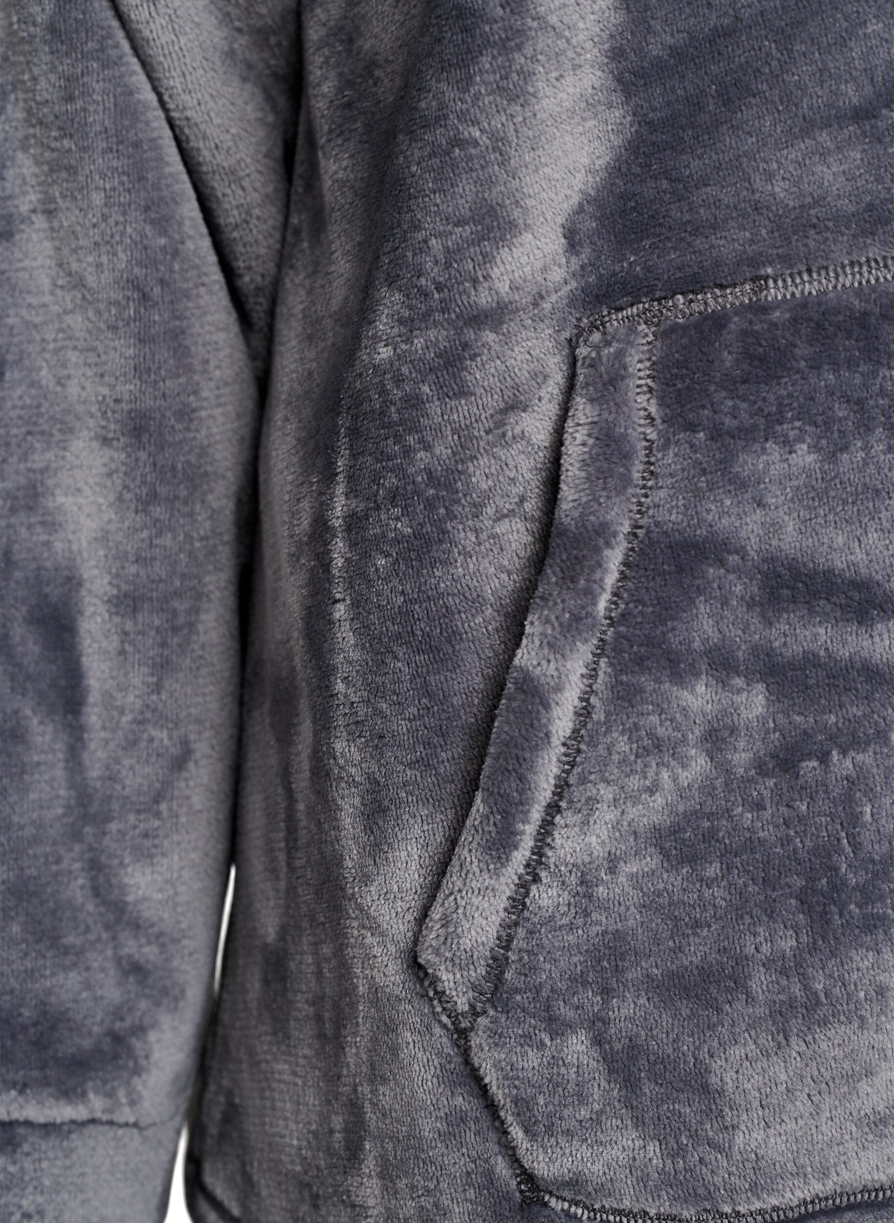 ZizzifashionVelour hoodie with kangaroo pocket, Grey, Packshot image number 3