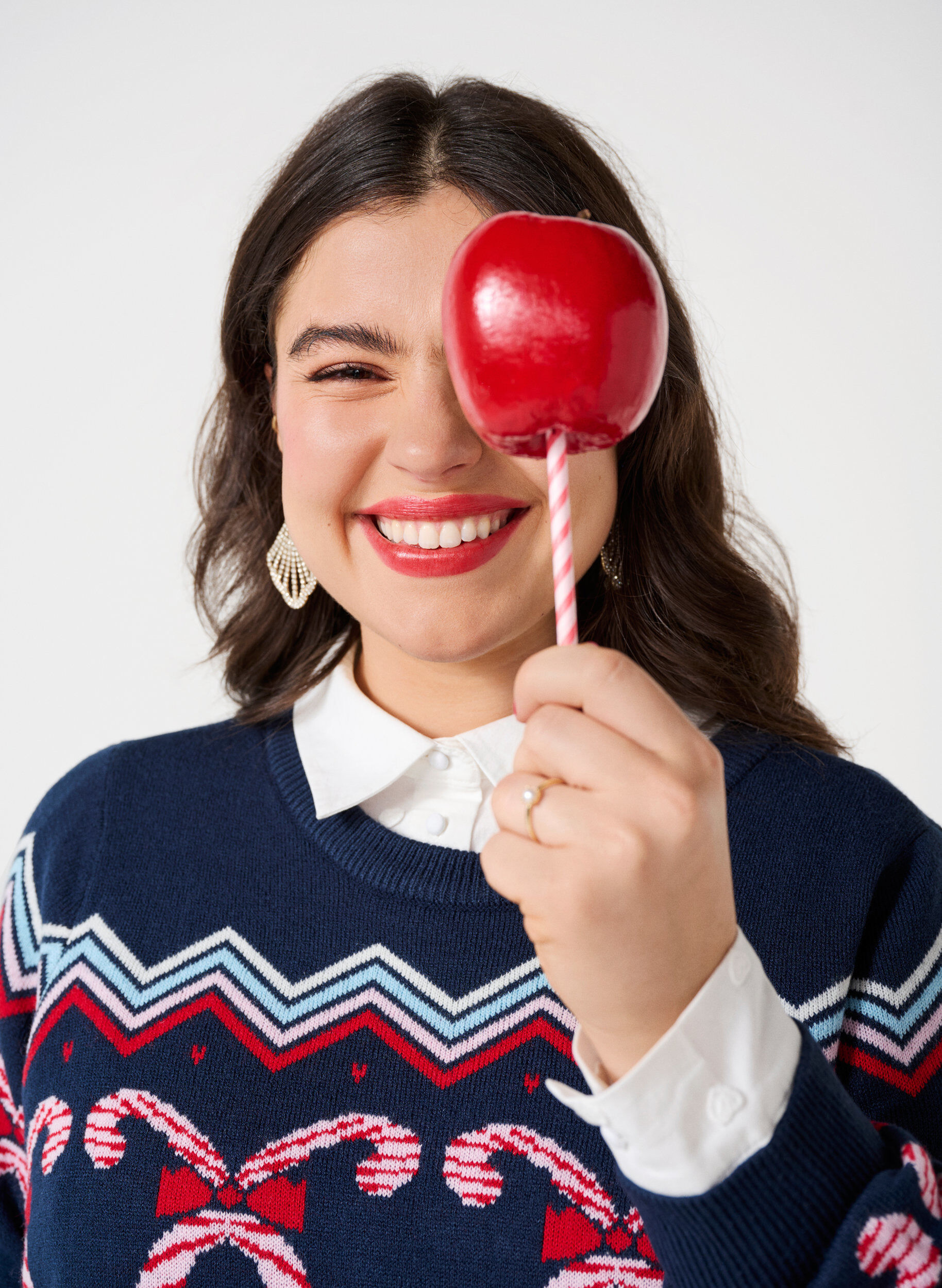 Zizzifashion Long-sleeved knitted dress with a Christmas motif, Navy Blazer Comb, Image image number 0