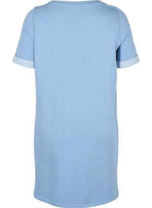 Sweater dress with short sleeves and slits, Faded Denim, Packshot image number 1