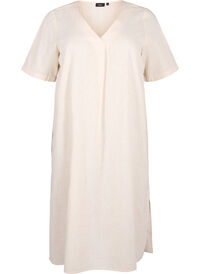 Cotton blend kaftan dress with linen