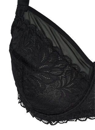 Lace bra with underwire and mesh details, Black, Packshot image number 2