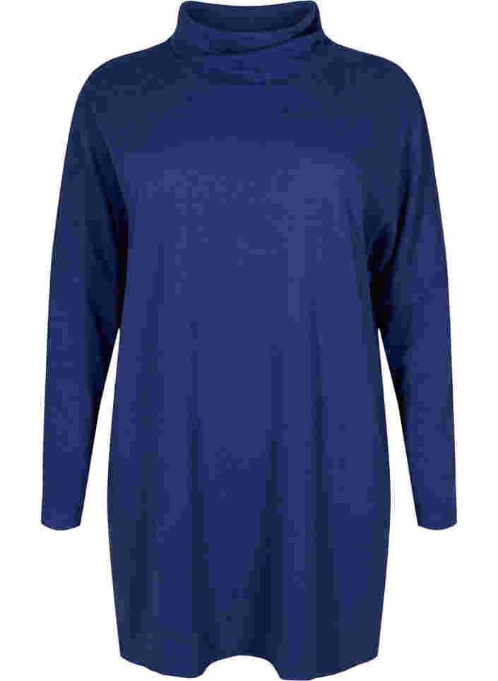 Tunic with long sleeves and high neck, Deep Cobalt Mel., Packshot image number 0