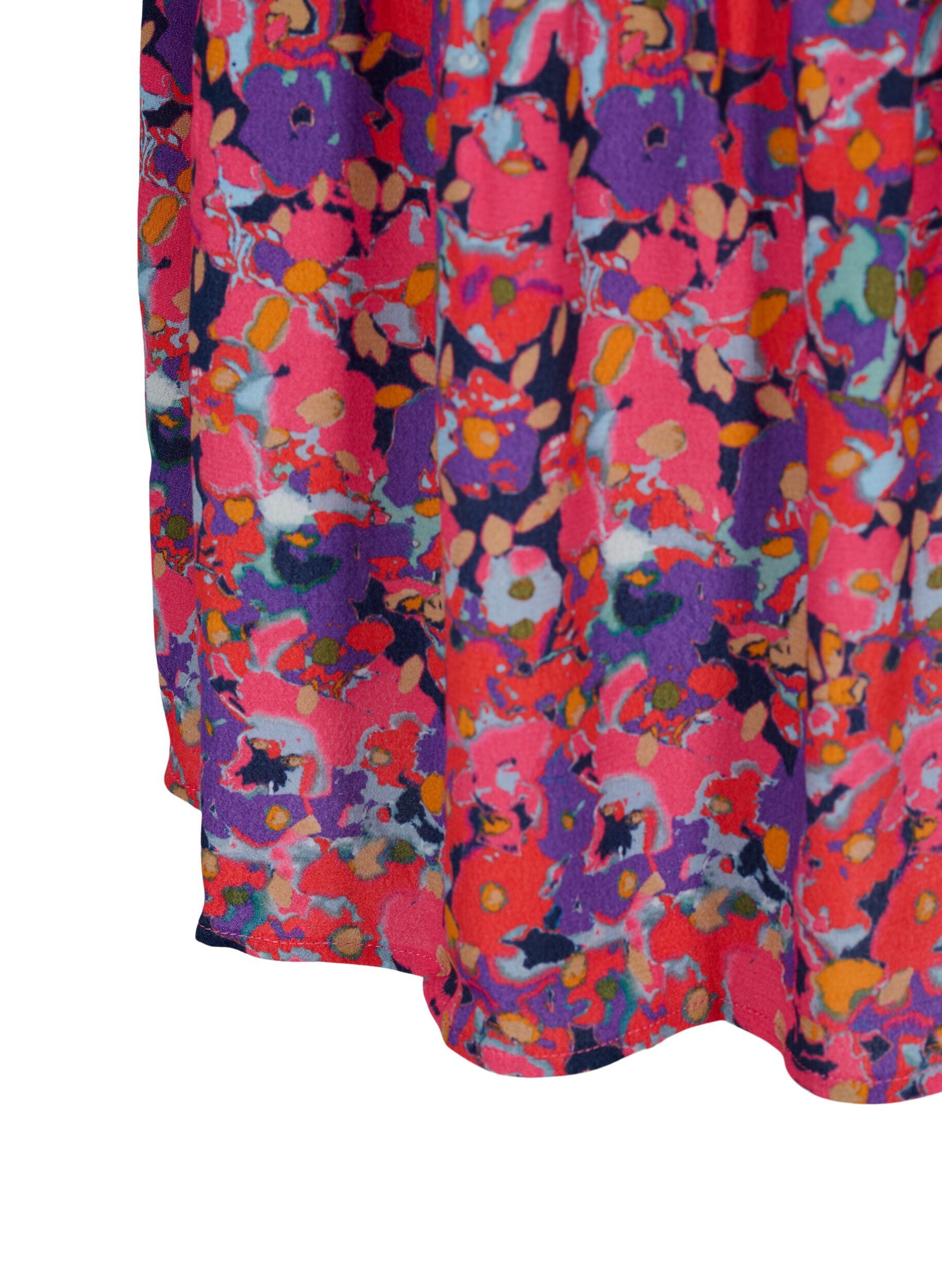 Zizzifashion Viscose tunic with A-line cut, Pink Small FL. AOP, Packshot image number 3