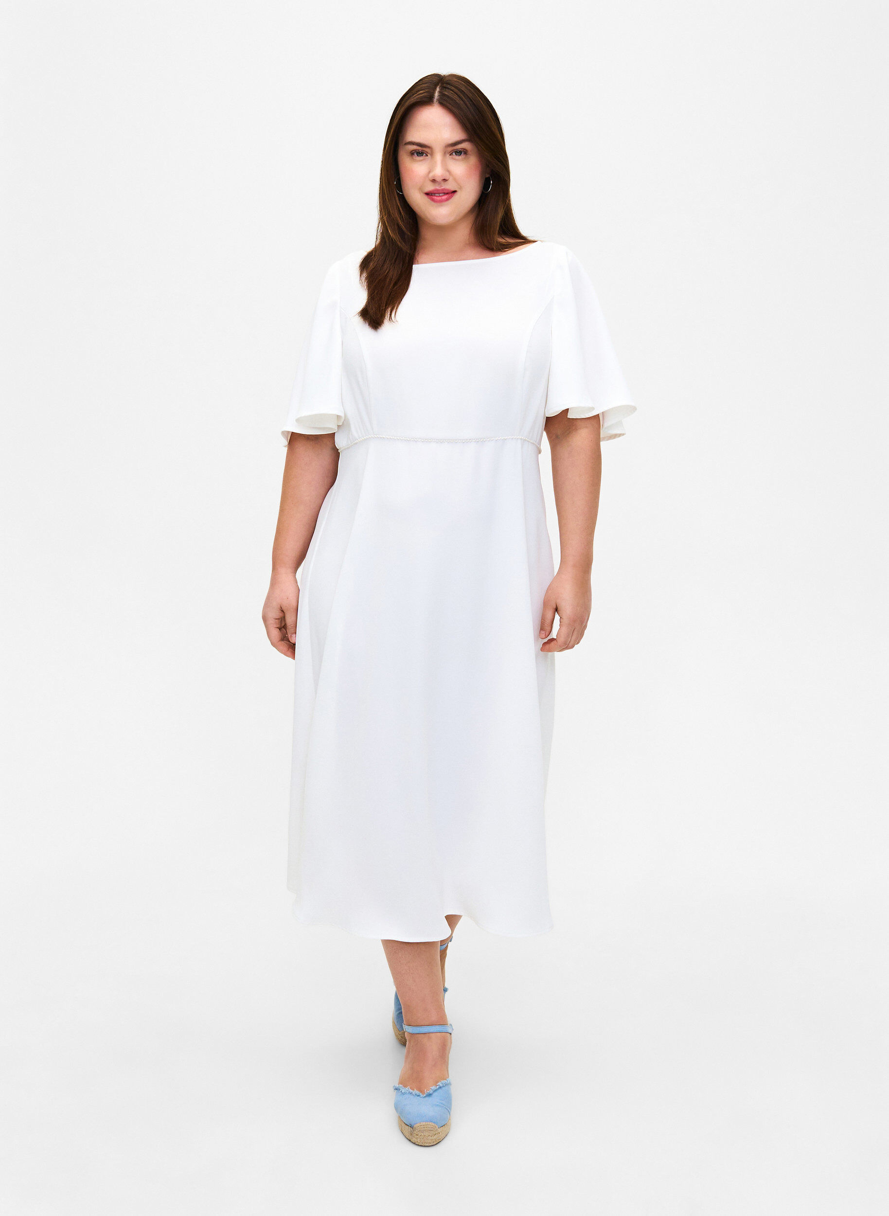 Zizzifashion Party dress with empire cut, Bright White, Model image number 0