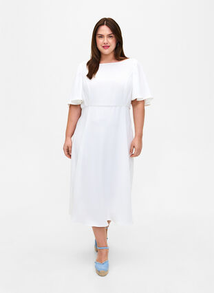 Party dress with empire cut, Bright White, Model image number 0
