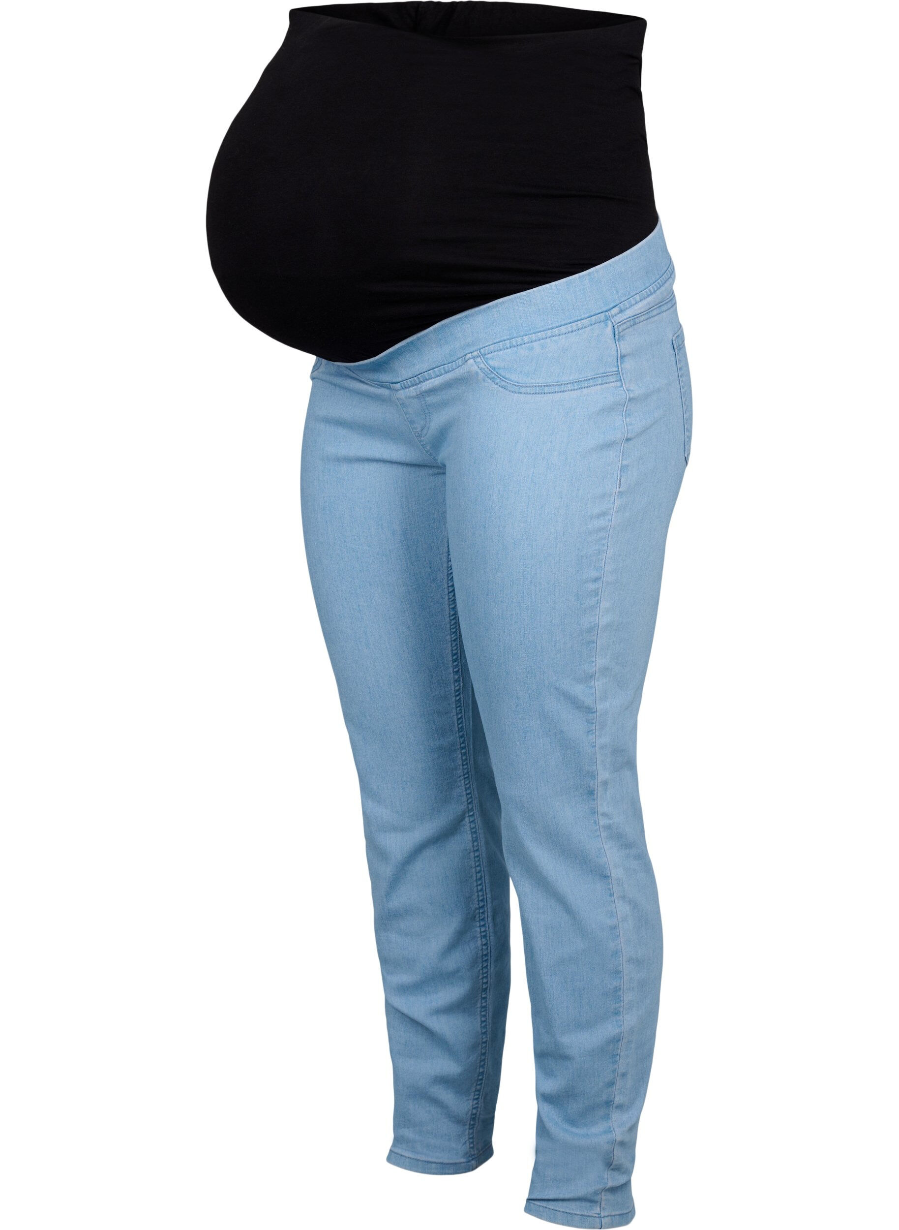 Zizzifashion Pregnancy jeggings with back pockets, Light Blue, Packshot image number 0