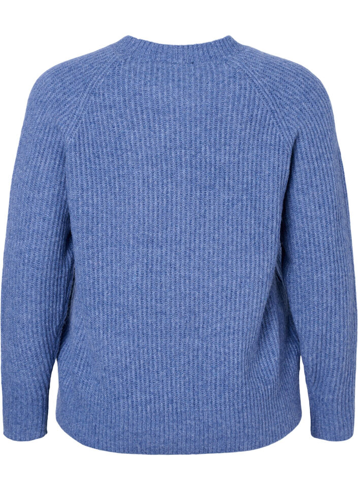 Melange pullover with pearl buttons, Coastal Fjord Mel., Packshot image number 1