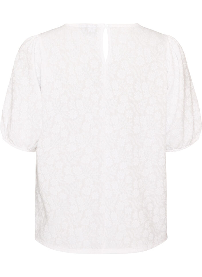 Structured blouse with short sleeves, White, Packshot image number 1